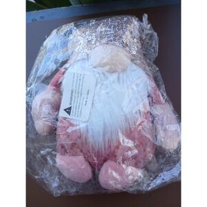 Pink Sequin Hat Gnome Plush Holiday Decor White Faux Fur Beard 7 Inch